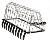 Long handled rake with basket